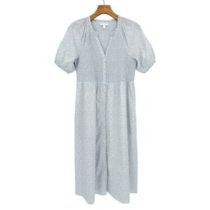 The White Company Cotton Countryside Prairie Milkmaid Floral Smocked Midi Dress